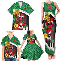 Saint David's Day Personalized Family Matching Tank Maxi Dress and Hawaiian Shirt Green Welsh Dragon Daffodil Sheep Leak - Wonder Print Shop