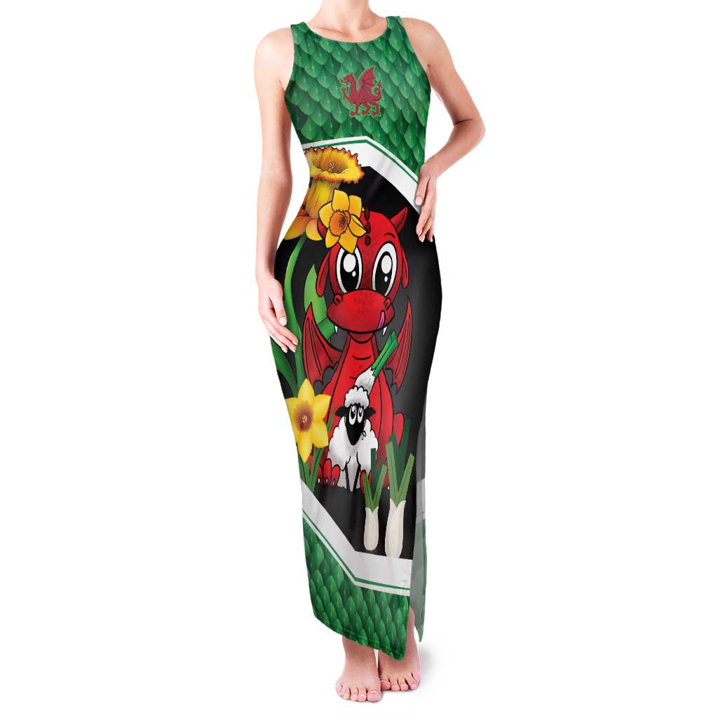 Saint David's Day Personalized Family Matching Tank Maxi Dress and Hawaiian Shirt Green Welsh Dragon Daffodil Sheep Leak - Wonder Print Shop