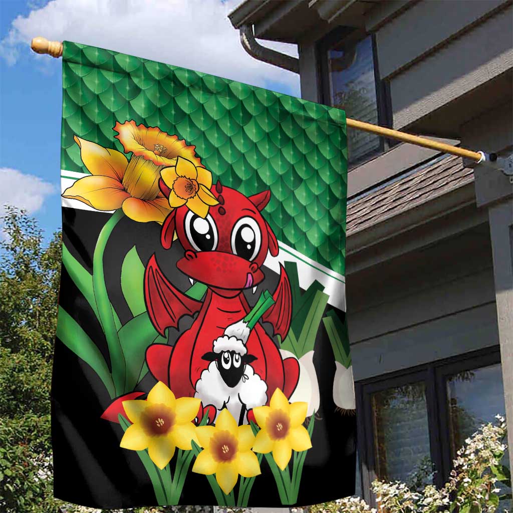 Saint David's Day Garden Flag Green Welsh Dragon Daffodil Sheep Leak - Wonder Print Shop