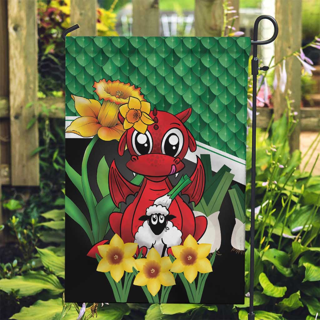 Saint David's Day Garden Flag Green Welsh Dragon Daffodil Sheep Leak - Wonder Print Shop