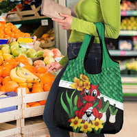 Saint David's Day Grocery Bag Green Welsh Dragon Daffodil Sheep Leak - Wonder Print Shop