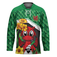 Saint David's Day Personalized Hockey Jersey Green Welsh Dragon Daffodil Sheep Leak - Wonder Print Shop