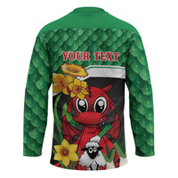 Saint David's Day Personalized Hockey Jersey Green Welsh Dragon Daffodil Sheep Leak - Wonder Print Shop