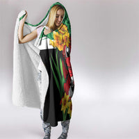 Saint David's Day Hooded Blanket Green Welsh Dragon Daffodil Sheep Leak - Wonder Print Shop