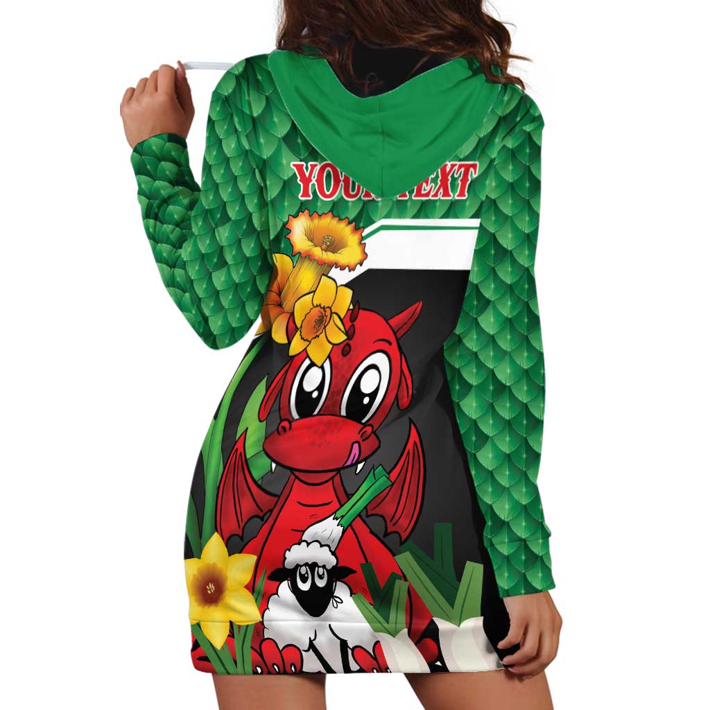 Saint David's Day Personalized Hoodie Dress Green Welsh Dragon Daffodil Sheep Leak - Wonder Print Shop