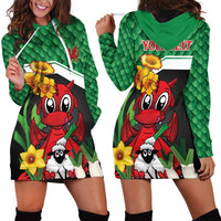 Saint David's Day Personalized Hoodie Dress Green Welsh Dragon Daffodil Sheep Leak - Wonder Print Shop