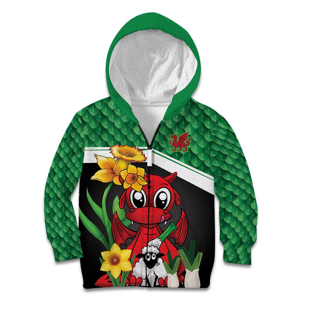 Saint David's Day Personalized Kid Hoodie Green Welsh Dragon Daffodil Sheep Leak - Wonder Print Shop