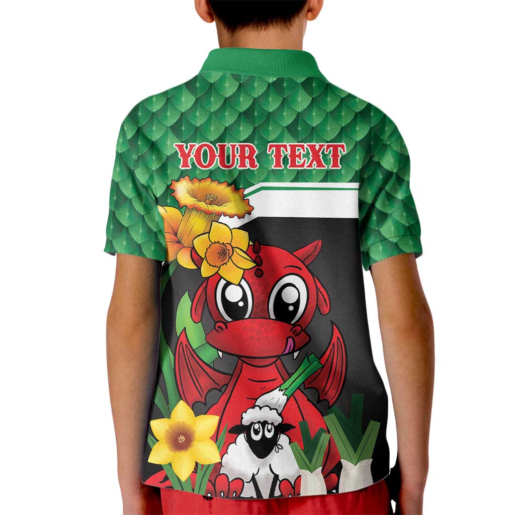 Saint David's Day Personalized Kid Polo Shirt Green Welsh Dragon Daffodil Sheep Leak - Wonder Print Shop