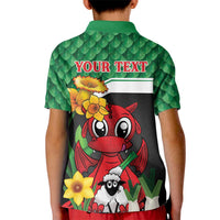 Saint David's Day Personalized Kid Polo Shirt Green Welsh Dragon Daffodil Sheep Leak - Wonder Print Shop