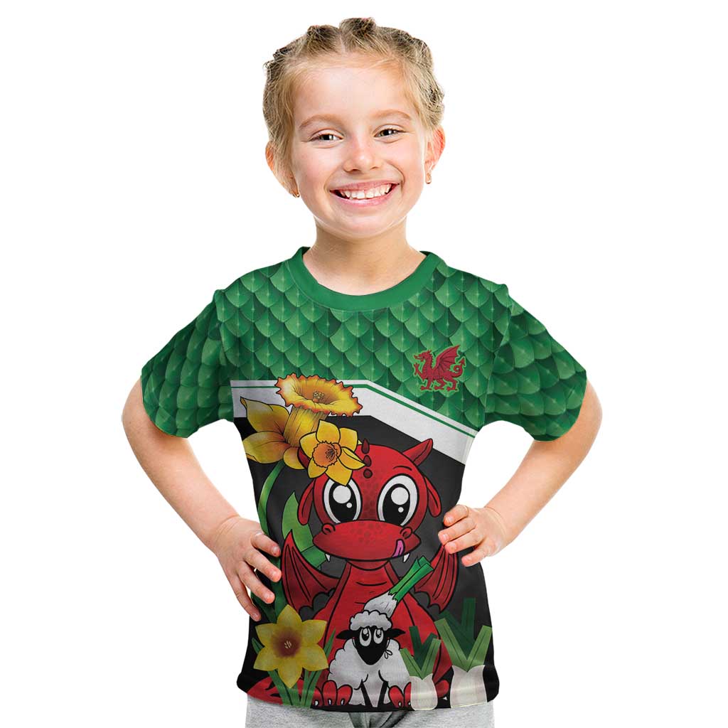 Saint David's Day Personalized Kid T Shirt Green Welsh Dragon Daffodil Sheep Leak - Wonder Print Shop