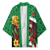 Saint David's Day Personalized Kimono Green Welsh Dragon Daffodil Sheep Leak - Wonder Print Shop