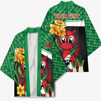 Saint David's Day Personalized Kimono Green Welsh Dragon Daffodil Sheep Leak - Wonder Print Shop