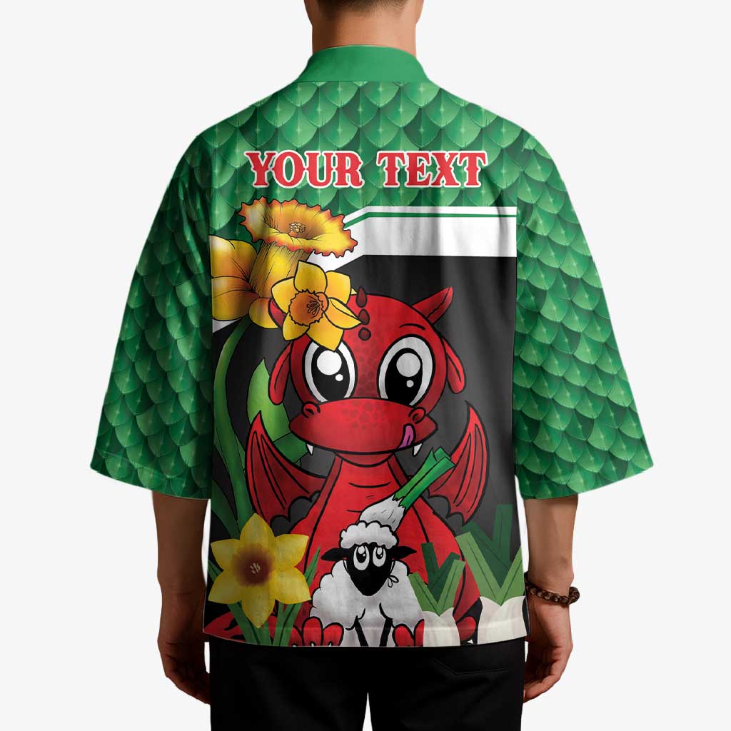 Saint David's Day Personalized Kimono Green Welsh Dragon Daffodil Sheep Leak - Wonder Print Shop