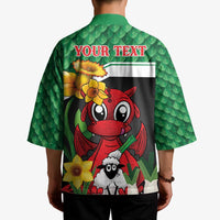 Saint David's Day Personalized Kimono Green Welsh Dragon Daffodil Sheep Leak - Wonder Print Shop
