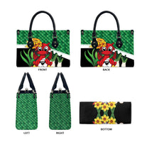 Saint David's Day Leather Bag Green Welsh Dragon Daffodil Sheep Leak - Wonder Print Shop