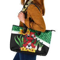 Saint David's Day Leather Tote Bag Green Welsh Dragon Daffodil Sheep Leak - Wonder Print Shop
