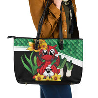 Saint David's Day Leather Tote Bag Green Welsh Dragon Daffodil Sheep Leak - Wonder Print Shop