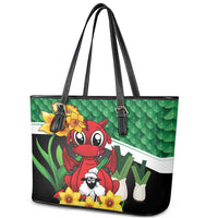 Saint David's Day Leather Tote Bag Green Welsh Dragon Daffodil Sheep Leak - Wonder Print Shop