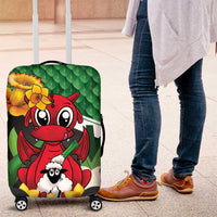 Saint David's Day Luggage Cover Green Welsh Dragon Daffodil Sheep Leak - Wonder Print Shop