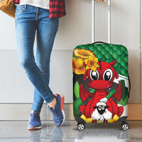 Saint David's Day Luggage Cover Green Welsh Dragon Daffodil Sheep Leak - Wonder Print Shop