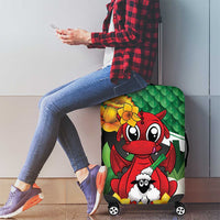 Saint David's Day Luggage Cover Green Welsh Dragon Daffodil Sheep Leak - Wonder Print Shop