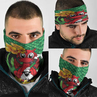 Saint David's Day Neck Gaiter Green Welsh Dragon Daffodil Sheep Leak - Wonder Print Shop