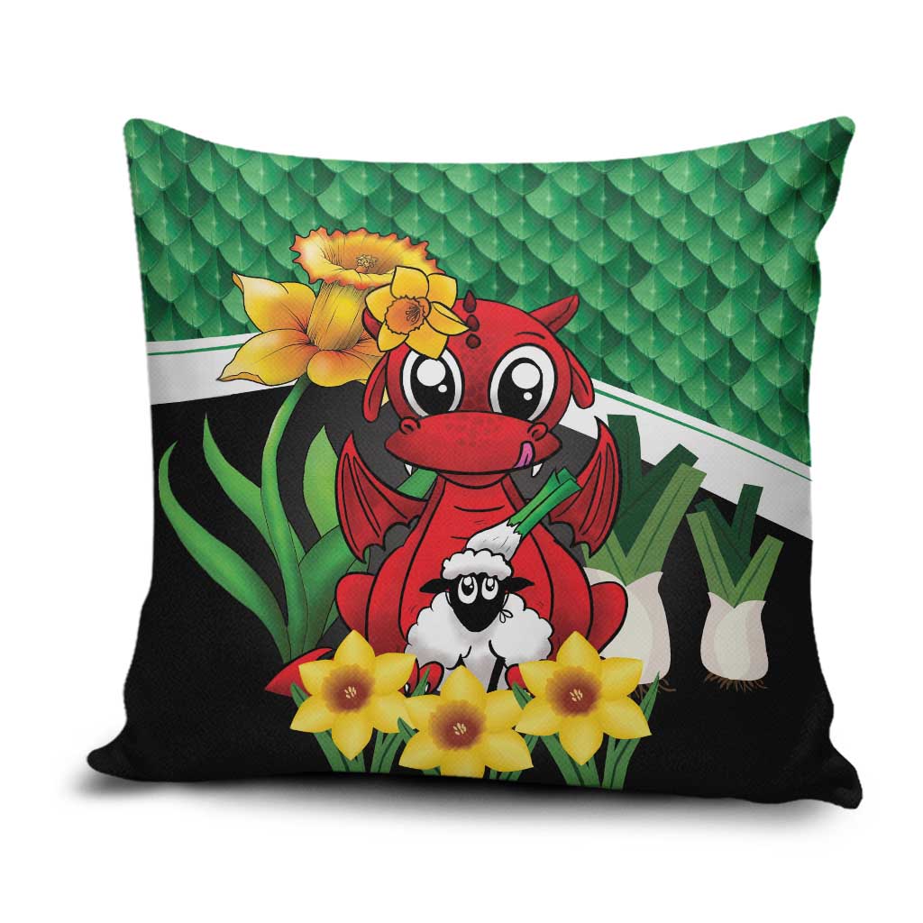Saint David's Day Pillow Cover Green Welsh Dragon Daffodil Sheep Leak - Wonder Print Shop