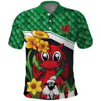 Saint David's Day Personalized Polo Shirt Green Welsh Dragon Daffodil Sheep Leak - Wonder Print Shop
