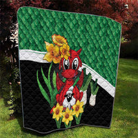 Saint David's Day Quilt Green Welsh Dragon Daffodil Sheep Leak - Wonder Print Shop