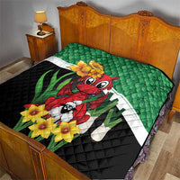 Saint David's Day Quilt Green Welsh Dragon Daffodil Sheep Leak - Wonder Print Shop