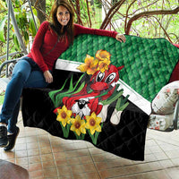 Saint David's Day Quilt Green Welsh Dragon Daffodil Sheep Leak - Wonder Print Shop