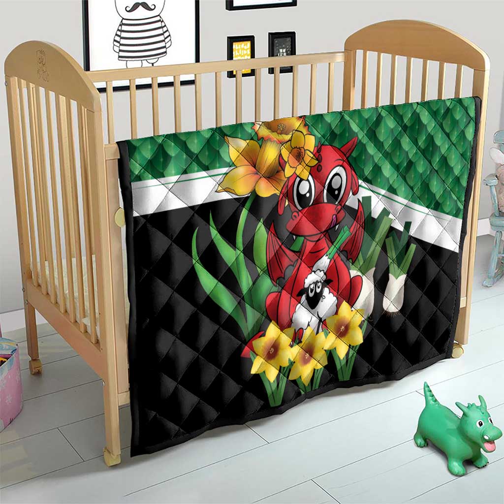Saint David's Day Quilt Green Welsh Dragon Daffodil Sheep Leak - Wonder Print Shop