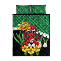 Saint David's Day Quilt Bed Set Green Welsh Dragon Daffodil Sheep Leak - Wonder Print Shop