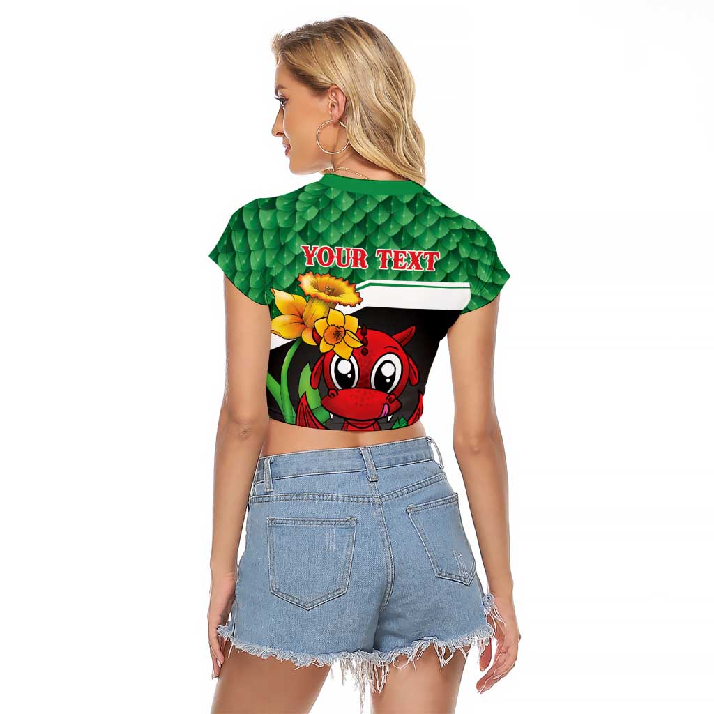 Saint David's Day Personalized Raglan Cropped T Shirt Green Welsh Dragon Daffodil Sheep Leak - Wonder Print Shop