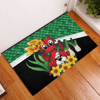 Saint David's Day Rubber Doormat Green Welsh Dragon Daffodil Sheep Leak - Wonder Print Shop