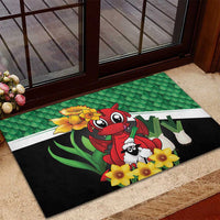 Saint David's Day Rubber Doormat Green Welsh Dragon Daffodil Sheep Leak - Wonder Print Shop