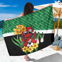 Saint David's Day Sarong Green Welsh Dragon Daffodil Sheep Leak - Wonder Print Shop