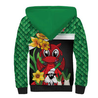 Saint David's Day Personalized Sherpa Hoodie Green Welsh Dragon Daffodil Sheep Leak - Wonder Print Shop