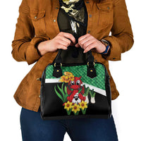 Saint David's Day Shoulder Handbag Green Welsh Dragon Daffodil Sheep Leak - Wonder Print Shop