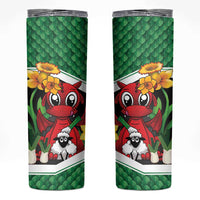 Saint David's Day Personalized Skinny Tumbler Green Welsh Dragon Daffodil Sheep Leak - Wonder Print Shop