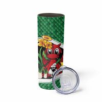 Saint David's Day Personalized Skinny Tumbler Green Welsh Dragon Daffodil Sheep Leak - Wonder Print Shop
