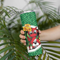 Saint David's Day Personalized Skinny Tumbler Green Welsh Dragon Daffodil Sheep Leak - Wonder Print Shop