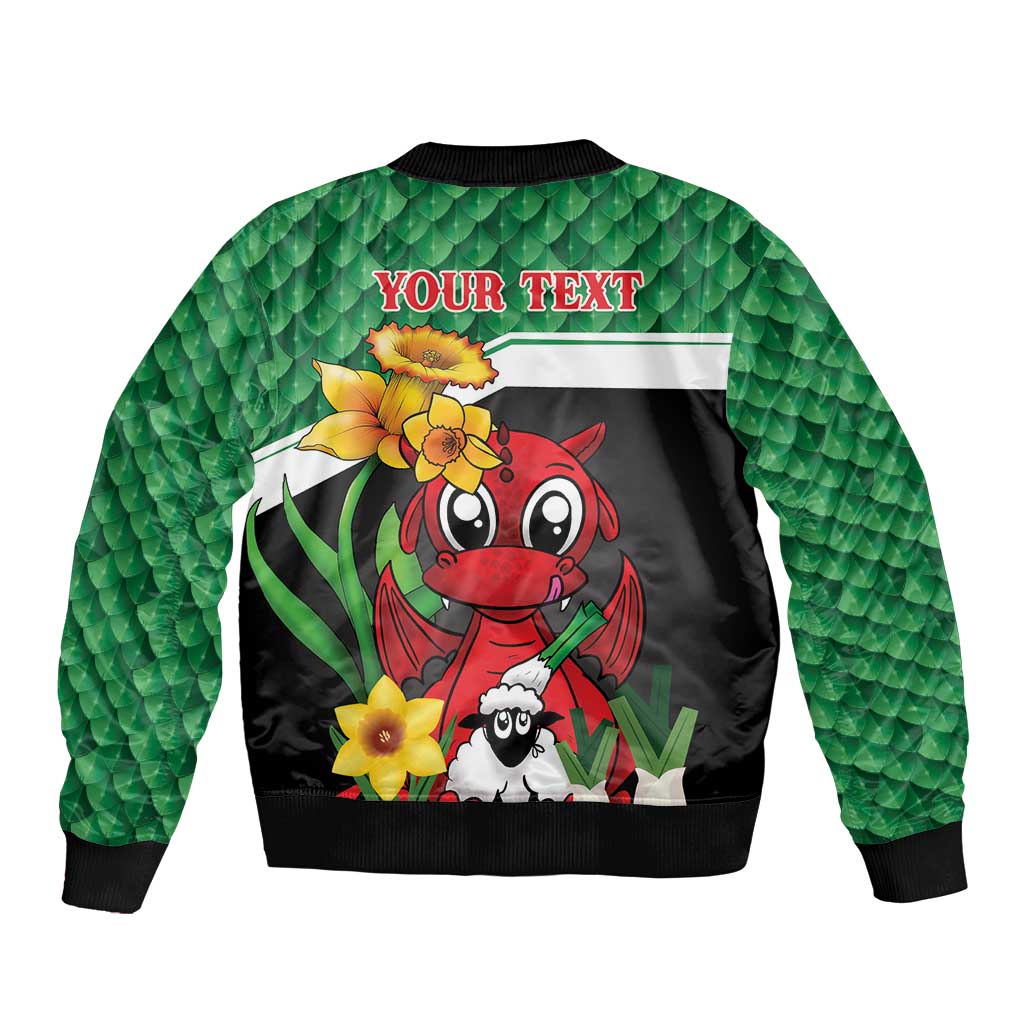 Saint David's Day Personalized Sleeve Zip Bomber Jacket Green Welsh Dragon Daffodil Sheep Leak - Wonder Print Shop