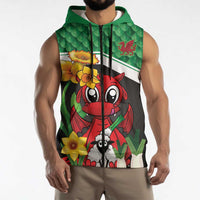 Saint David's Day Personalized Sleeveless Zip Hoodie Green Welsh Dragon Daffodil Sheep Leak - Wonder Print Shop