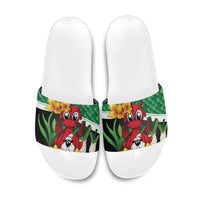 Saint David's Day Slide Sandals Green Welsh Dragon Daffodil Sheep Leak - Wonder Print Shop
