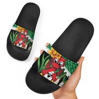 Saint David's Day Slide Sandals Green Welsh Dragon Daffodil Sheep Leak - Wonder Print Shop