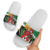 Saint David's Day Slide Sandals Green Welsh Dragon Daffodil Sheep Leak - Wonder Print Shop