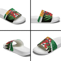 Saint David's Day Slide Sandals Green Welsh Dragon Daffodil Sheep Leak - Wonder Print Shop