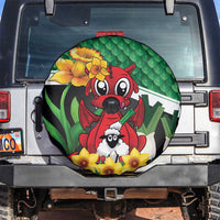 Saint David's Day Spare Tire Cover Green Welsh Dragon Daffodil Sheep Leak - Wonder Print Shop