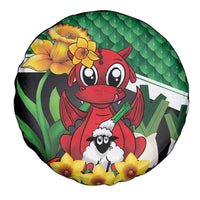 Saint David's Day Spare Tire Cover Green Welsh Dragon Daffodil Sheep Leak - Wonder Print Shop